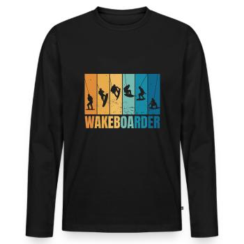 Wakeboarding Water Sports Wakeboarder Waterskiing - Men's Premium Organic Long Sleeve Shirt - black - Front - Nico (187cm)