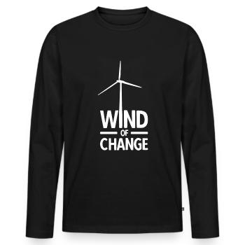 Énergie éolienne Énergie éolienne Climat Éolienne - T-shirt manches longues Premium bio Homme - noir - Devant - Nico (187cm)