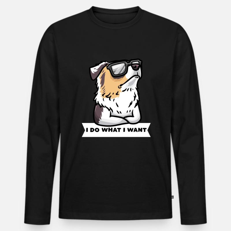 Sturer Australian Shepherd Hund Aussie - Männer Premium Bio Langarmshirt - Schwarz