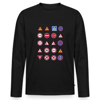Panneaux de signalisation Enfants Panneaux de signalisation Auto-école - T-shirt manches longues Premium bio Homme - noir - Devant - Nico (187cm)