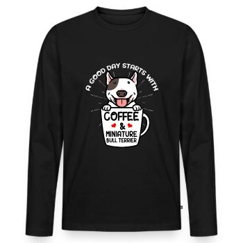 Miniature Bull Terrier Miniature Bull Terrier Café - T-shirt manches longues Premium bio Homme - noir - Devant - Nico (187cm)