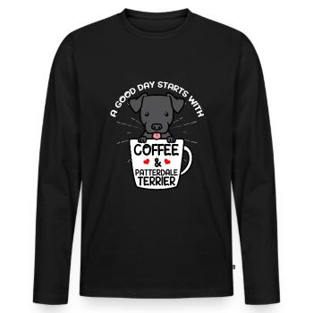 Patterdale Terrier Chien Fourrure Terrier Café - T-shirt manches longues Premium bio Homme - noir - Devant - Nico (187cm)