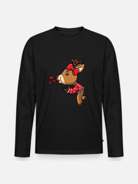 Reindeer Christmas Couple Christmas Time - Men's Premium Organic Long Sleeve Shirt - black