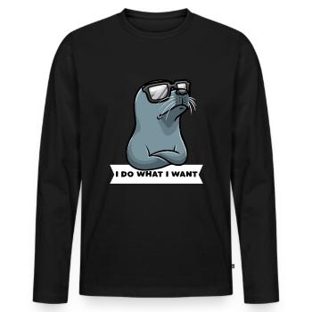 Phoque têtu Phoque de chien Phoque - T-shirt manches longues Premium bio Homme - noir - Devant - Nico (187cm)