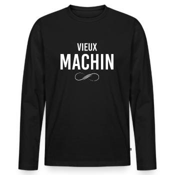 Papa Mon Vieux machin A moi Humour Homme - T-shirt manches longues Premium bio Homme - noir - Devant - Nico (187cm)