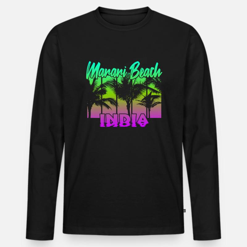 Marari Beach India - Männer Premium Bio Langarmshirt - Schwarz