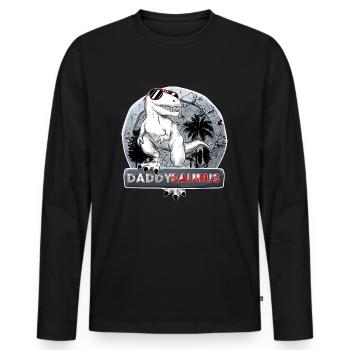 Daddysaurus - Männer Premium Bio Langarmshirt - Schwarz - Vorne - Nico (187cm)
