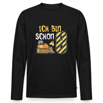 Planierraupe 8. Geburtstag Junge Bauarbeiter - Männer Premium Bio Langarmshirt - Schwarz - Vorne - Nico (187cm)