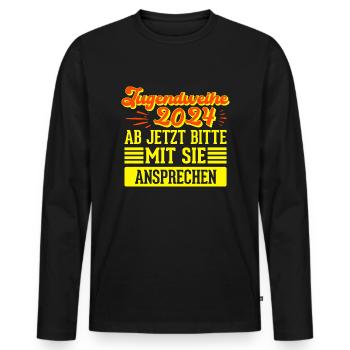 Jugendweihe 2024 Ab Jetzt Bitte Mit Sie Ansprechen - Männer Premium Bio Langarmshirt - Schwarz - Vorne - Nico (187cm)