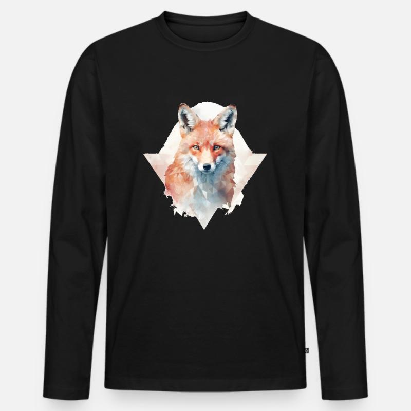 Fuchs - Männer Premium Bio Langarmshirt - Schwarz