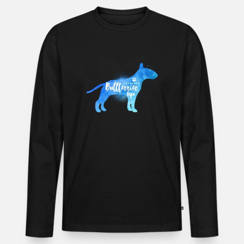 Liebender Bullterrier Papa - Männer Premium Bio Langarmshirt - Schwarz