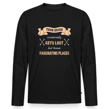 lustiges Shirt Tour Guide - Reiseleiter - reisen - Männer Premium Bio Langarmshirt - Schwarz - Vorne - Nico (187cm)