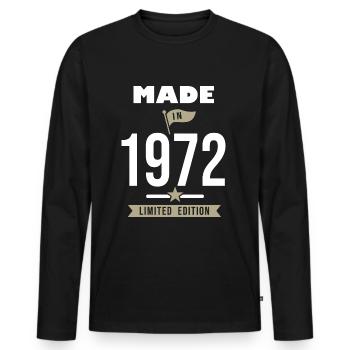 MADE IN 1972 geboren 1972 Jubiläum 50 Jahre - Männer Premium Bio Langarmshirt - Schwarz - Vorne - Nico (187cm)