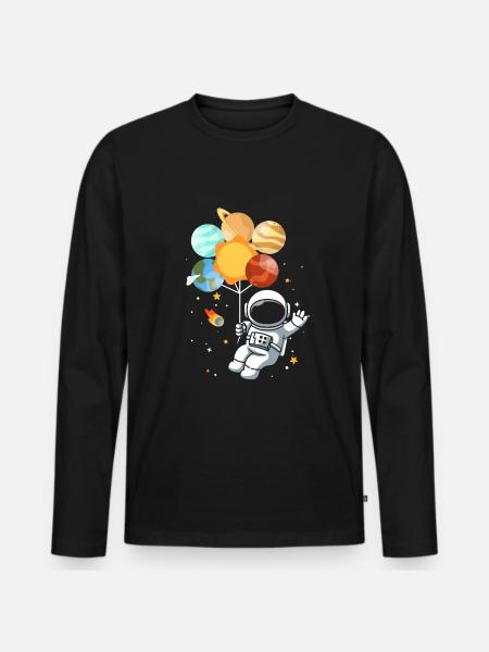 Astronomy Solar System Planet Astronaut - Men's Premium Organic Long Sleeve Shirt - black