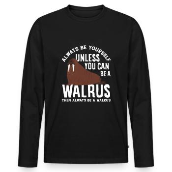 Soyez un morse Morse Drôle De Cadeau Morse - T-shirt manches longues Premium bio Homme - noir - Devant - Nico (187cm)