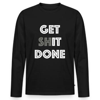 Mach es fertig | lustige Sprüche, Erfolg - Männer Premium Bio Langarmshirt - Schwarz - Vorne - Nico (187cm)