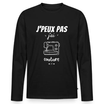I can't sew - Men's Premium Organic Long Sleeve Shirt - black - Front - Nico (187cm)