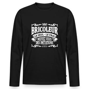 bricoleur le seul le vrai - T-shirt manches longues Premium bio Homme - noir - Devant - Nico (187cm)