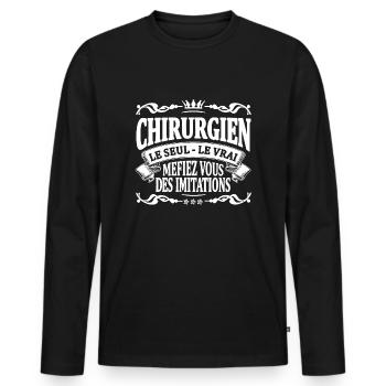 chirurgien le seul le vrai - T-shirt manches longues Premium bio Homme - noir - Devant - Nico (187cm)