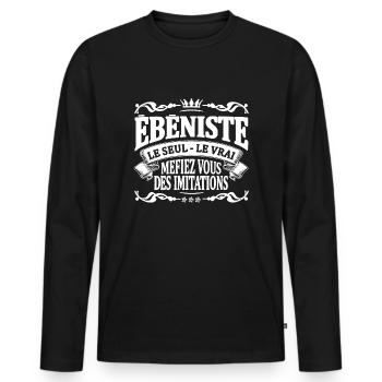 ébéniste le seul le vrai - T-shirt manches longues Premium bio Homme - noir - Devant - Nico (187cm)
