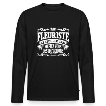 fleuriste le seul le vrai - T-shirt manches longues Premium bio Homme - noir - Devant - Nico (187cm)