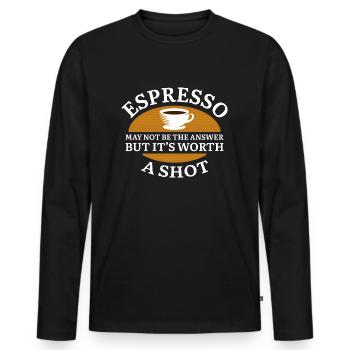 Espresso Shot - T-shirt manches longues Premium bio Homme - noir - Devant - Nico (187cm)