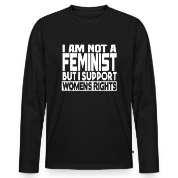 Unterstützt Frauenrechte - Männer Premium Bio Langarmshirt - Schwarz - Vorne - Nico (187cm)