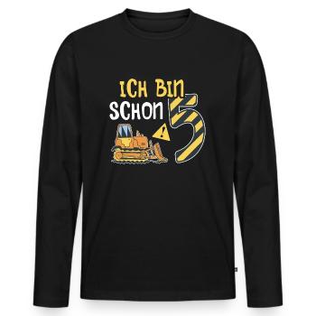 Planierraupe 5. Geburtstag Junge Bauarbeiter - Männer Premium Bio Langarmshirt - Schwarz - Vorne - Nico (187cm)