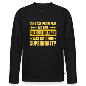Ich Löse Probleme Mit dem Presslufthammer Straßenb - Männer Premium Bio Langarmshirt - Schwarz - Vorne - Nico (187cm)