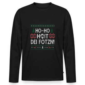 Ho-Ho-Hoit dei Fotzn Weihnachtsgruß mit Schmäh - Männer Premium Bio Langarmshirt - Schwarz - Vorne - Nico (187cm)