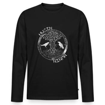Nordische Weisheit Hugin und Munin im Lebensbaum - Männer Premium Bio Langarmshirt - Schwarz - Vorne - Nico (187cm)