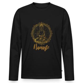 la spiritualité du bouddhisme cite la méditation du mantra - T-shirt manches longues Premium bio Homme - noir - Devant - Nico (187cm)