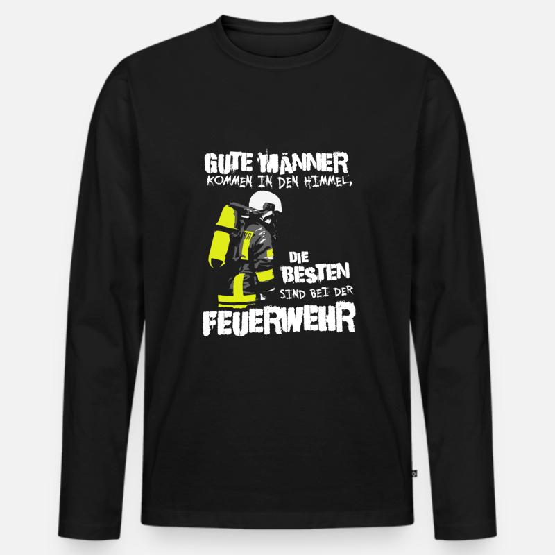 Stolzer Held bei der Feuerwehr – Helden im Einsatz - Männer Premium Bio Langarmshirt - Schwarz