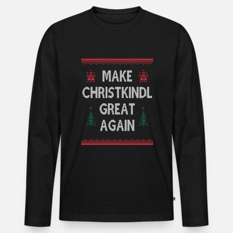 Make Christkindl Great Again – Weihnachtsklassiker - Männer Premium Bio Langarmshirt - Schwarz