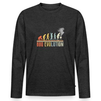 BBQ Evolution Lustiges Zitat - Männer Premium Bio Langarmshirt - Anthrazit meliert - Vorne - Nico (187cm)