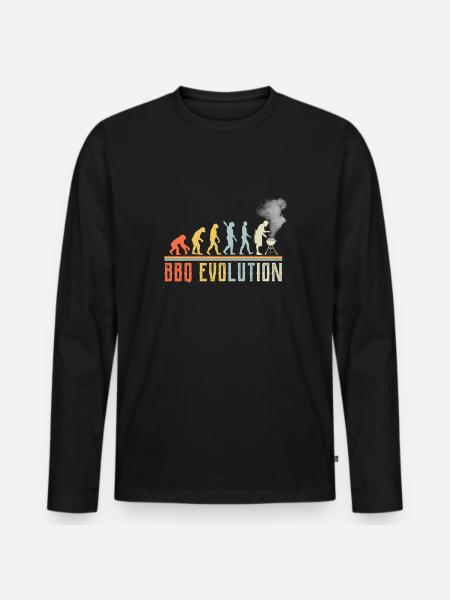 BBQ Evolution Lustiges Zitat - Männer Premium Bio Langarmshirt - Schwarz