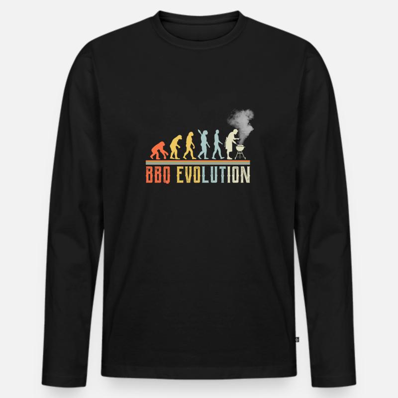 BBQ Evolution Citation amusante - T-shirt manches longues Premium bio Homme - noir