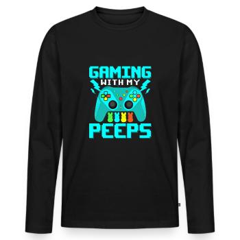Gaming Quote Gaming avec My Peeps Gaming - T-shirt manches longues Premium bio Homme - noir - Devant - Nico (187cm)