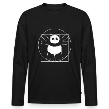 Vitruvianischer Panda Leonardo Da Vinci - Männer Premium Bio Langarmshirt - Schwarz - Vorne - Nico (187cm)