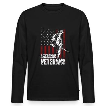 Citation d’un vétéran vétéran américain - T-shirt manches longues Premium bio Homme - noir - Devant - Nico (187cm)