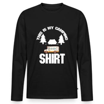 Camping Zitat Das ist mein Camping - Männer Premium Bio Langarmshirt - Schwarz - Vorne - Nico (187cm)