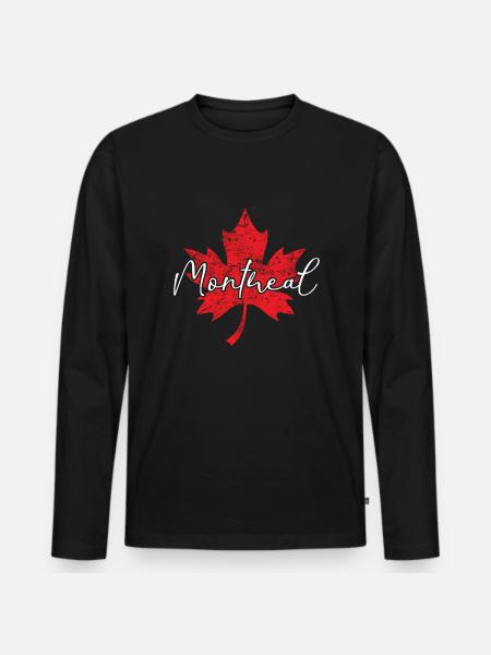 Montreal Canada Red White Cloverleaf - Men's Premium Organic Long Sleeve Shirt - black