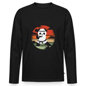 Karaté Kung Fu Panda Cercle de Vie Maître Jamais - T-shirt manches longues Premium bio Homme - noir - Devant - Nico (187cm)