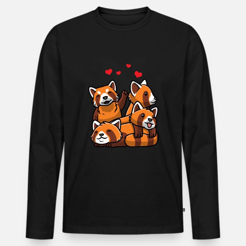Kawaii Roter Panda - Männer Premium Bio Langarmshirt - Schwarz