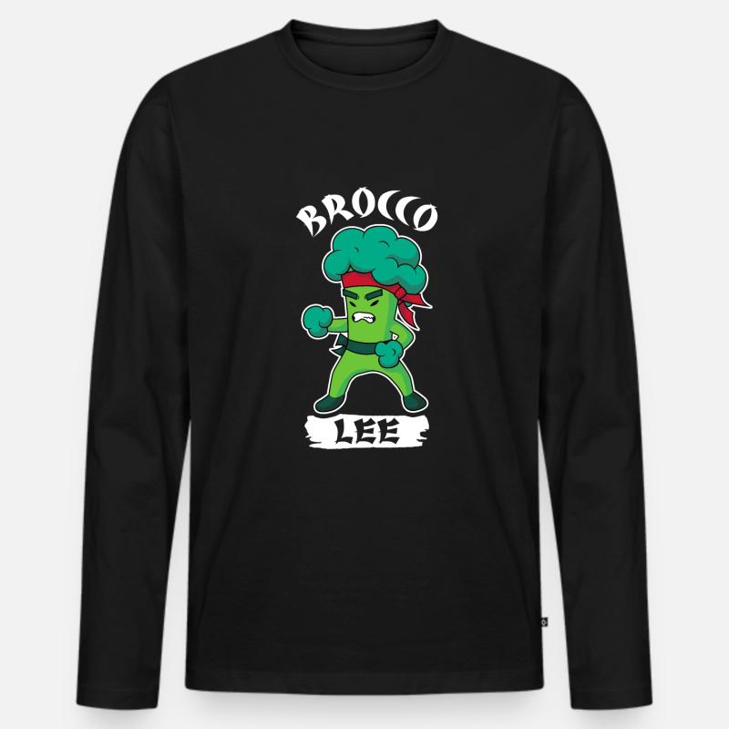 Brocco Lee Broccoli Meme - Männer Premium Bio Langarmshirt - Schwarz