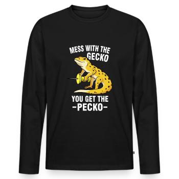 Gecko Memes - Men's Premium Organic Long Sleeve Shirt - black - Front - Nico (187cm)