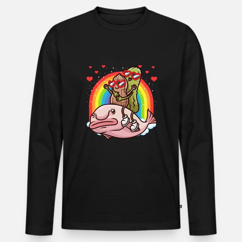 Erdnuss Und Gurke Blobfisch Essiggurke - Männer Premium Bio Langarmshirt - Schwarz