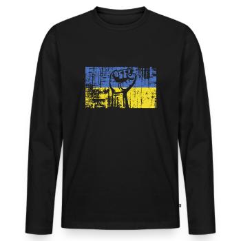 Against War Ukraine I Fight for Freedom - Men's Premium Organic Long Sleeve Shirt - black - Front - Nico (187cm)