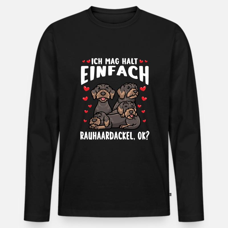 Rauhaardackel Dackel Hund - Männer Premium Bio Langarmshirt - Schwarz