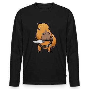 Capybara avec couteau Drôle Capybara - T-shirt manches longues Premium bio Homme - noir - Devant - Nico (187cm)